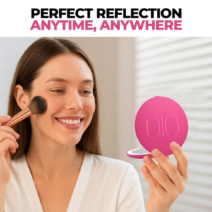 led compact mirror with 1x5/5x magnification